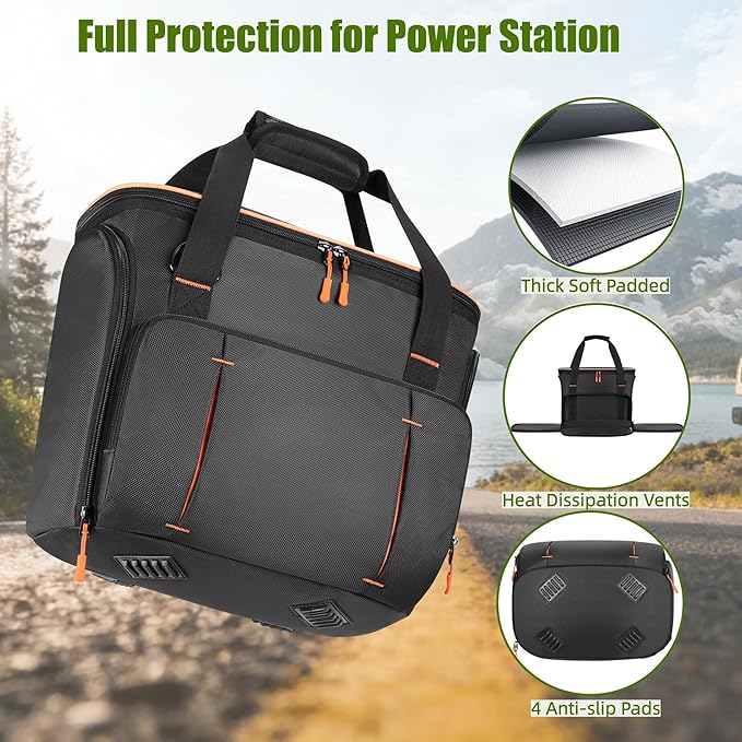 Carrying Case for EcoFlow Delta 3 &amp Delta 3 Plus &amp 3 Classic Quick-Access Side Opening Bag with Adjustable Shoulder StrapSoft Durable Generator Protective Cover for Outdoor Travel &amp Camp
