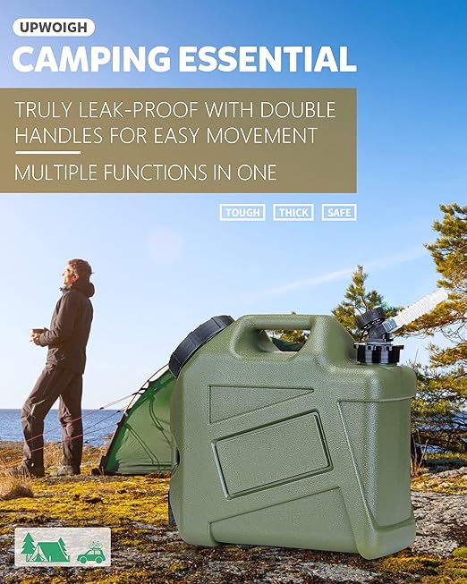 UPWOIGH Water Container 2.6 Gallon Water Jug Truly No Leakage Water Storage Military Green Water TankCamping Essentials BPA Free Portable Emergency Water Containers for Camping Hiking