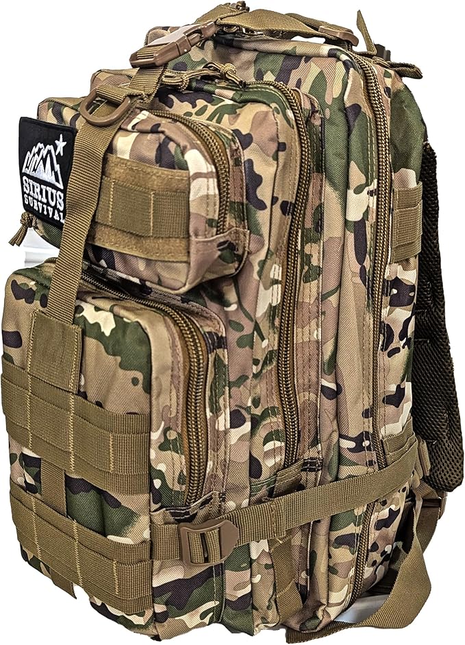 Sirius Tactical Backpack - 30L Capacity - Heavy Duty 900D Polyester - Hunting Hiking or Camping Backpack – Military Backpack (Camo)