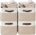 DECOMOMO Storage Baskets for Shelves - Fabric Storage Bins Linen Closet Organizers and Storage (Beige &amp White Large - 4 Pack)