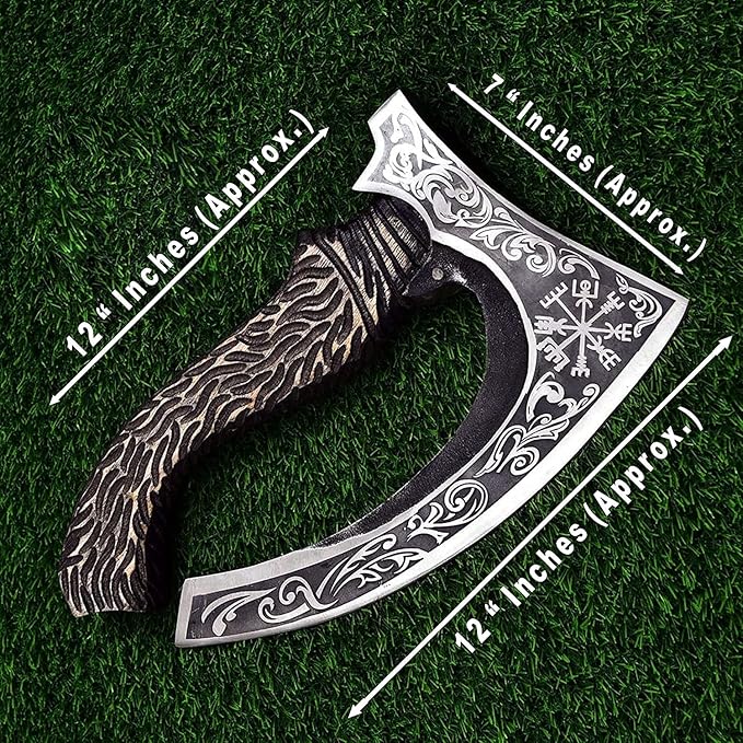 Forest Hunting/Viking Steel Pizza Axe Authentic Medieval Pizza Cutter Axe Hand forged ax Rocking Pizza Gift Knife with leather sheath (Etching FH2022)