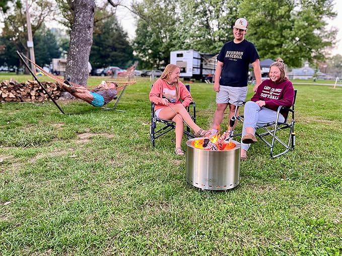 Torch &amp Porch 19.5 Inch Smokeless Stainless Steel Fire Pit with Weather Resistant Carry Bag