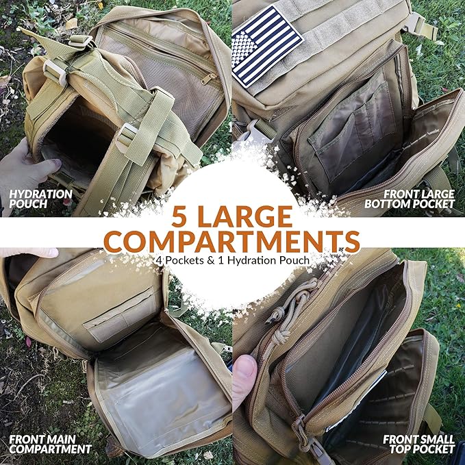 Bug Out Bag Backpack - 50L Tactical Backpack - Great for Survival Essentials (Digital Camo)