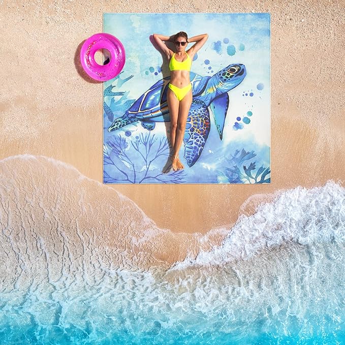Beach Blanket Waterproof Sandproof Beach Mat 79 X 83/10'x9'for 2-8 Adults Quick Drying Outdoor Picnic Mat Beach Accessories for Travel Camping Hiking