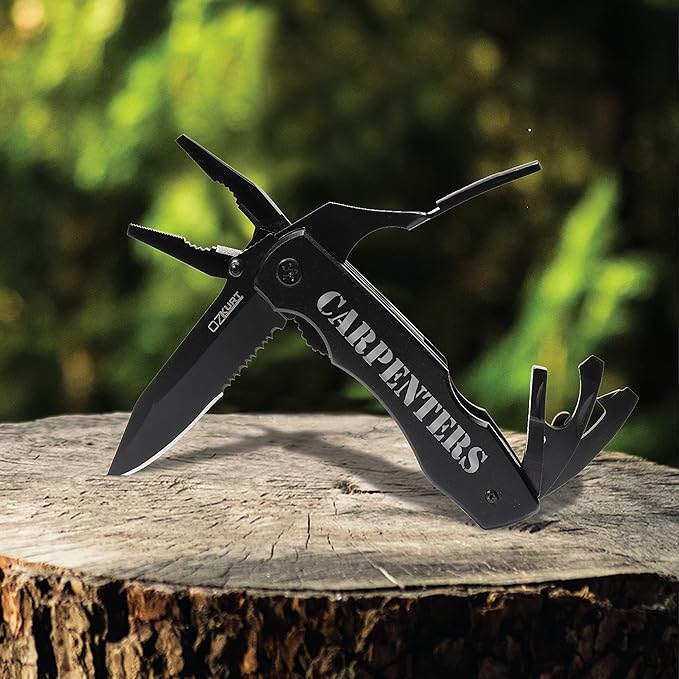 Personalized Multitool Knife w/Engraved Name in 20 Fonts 9 In 1 Multi Tool Plier Knife with Pliers Screwdriver Set &amp Belt Case Camping &amp Fishing Gifts for Him Christmas Gifts for Men