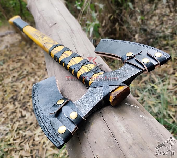 FS Crafts AxeVS003C 34 Double Head Berserker Axe Two Hand Axe Broad Axe Hewing Axe Double Edged Battle Axe Large Norse Axe Double Blade Axe Big Viking Axe Hand Forged Axe Blade Axe