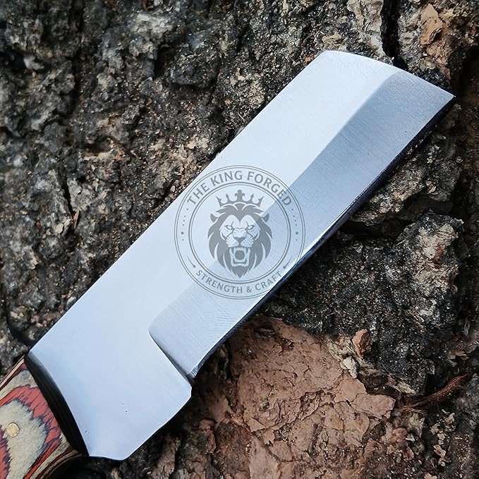 TKF 06 Custom Handmade High Carbon Steel Bull Cutter Knife with Leather Sheath – Cowboy Hunting Knife for Camping &amp Outdoor Activities – Heavy Duty Fixed Blade Gift for Men Christmas Birthday &a