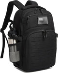Wotony Military tactical backpack Laser-Cut MOLLE Webbing backpack for men black small tactical assault bag (Black 20 inch)