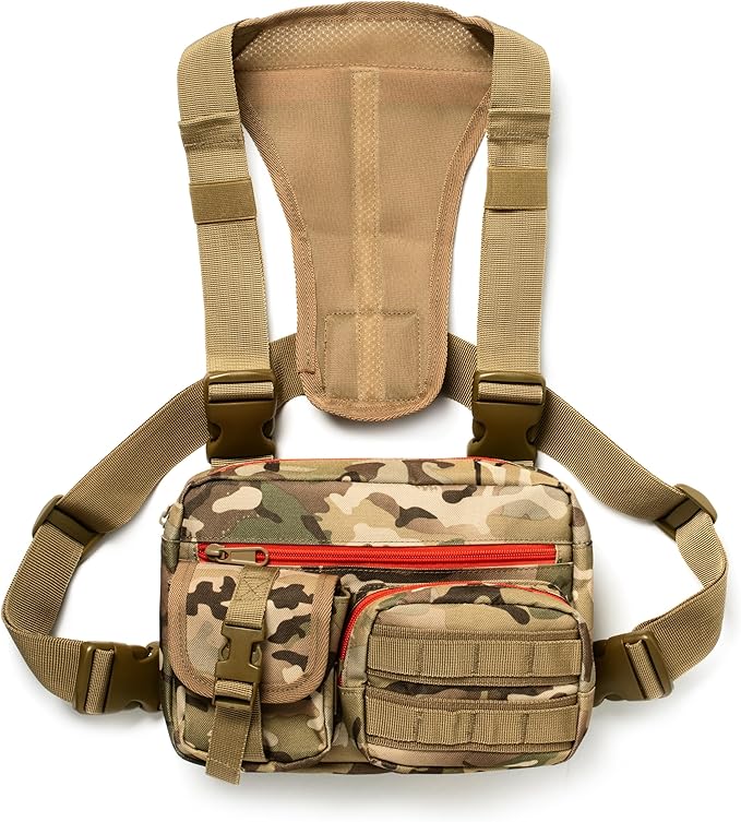 Outdoor Tactical Chest Bag for Men &amp Women – Modular EDC Chest Rig with MOLLE System Quick Release Harness Pack for Hunting Hiking Fishing Running – Lightweight Utility Vest
