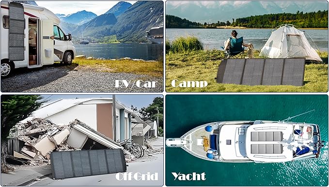 PPQ 100W Portable Solar Panel Kit 18V/6A9lb Foldable Briefcase Solar Charger w/ 24% Efficiency 3 Cables &amp 16 Outputs for All Camping Power Station RV Battery Phones IP67 Waterproof