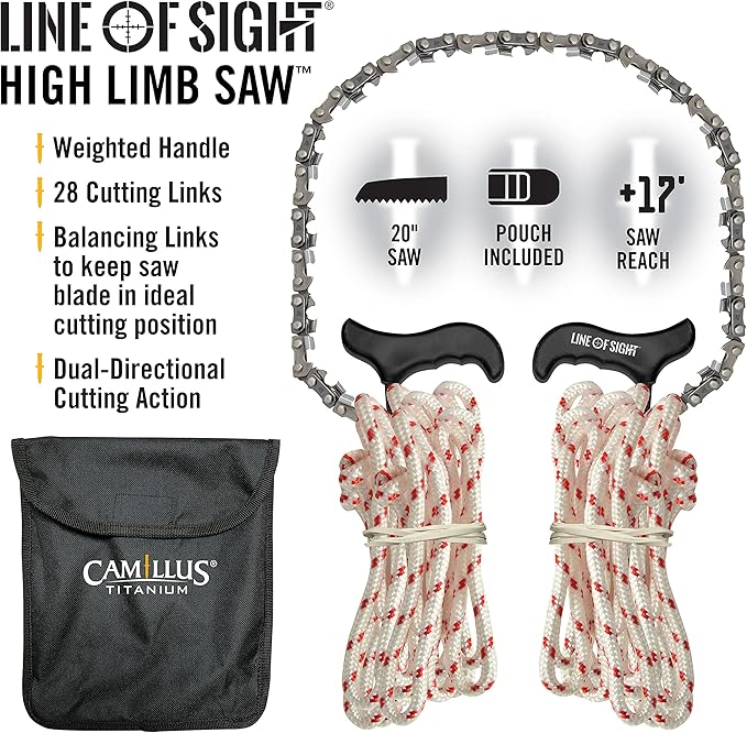 CAMILLUS 20 High Limb Durable Easy-to-Use Outdoor Branch Chain Saw with Weighted Handle &amp Carrying Pouch | Dual-Directional Cutting Action Black