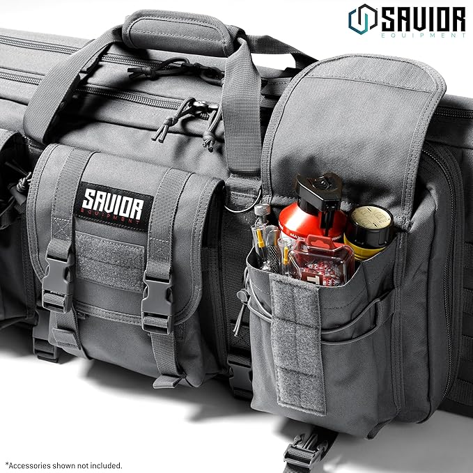 Savior Equipment American Classic Tactical Double Long Gun Bag Pistol Transportation Case w/Backpack Strap Lockable Compartment Available Length in 32 36 42 46 51 55