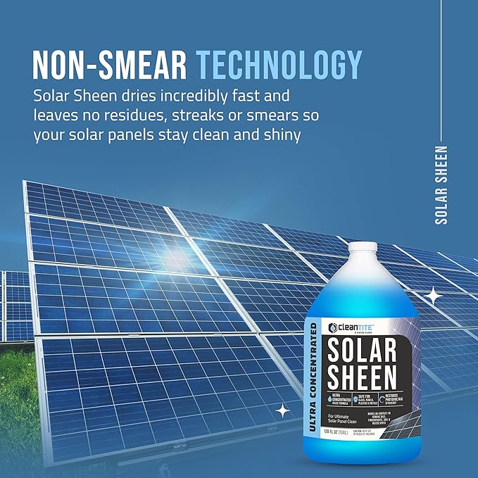 Solar Panel Cleaner 1 Gallon (Makes 512 G) - Super Concentrated Cleaning Solution for Glass Metal Wood &amp Plastic - Remove Oil Fingerprint &amp Water Spots - Multipurpose Solar Panel Cleaning