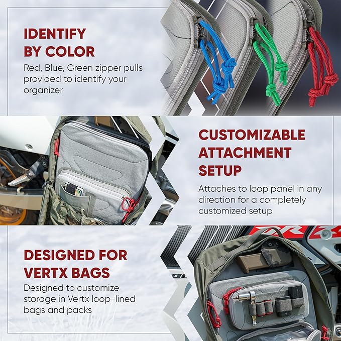 Vertx Pack Zip Pouch Organizer Insert Attachment for Backpack Bag Travel Organization Pouches