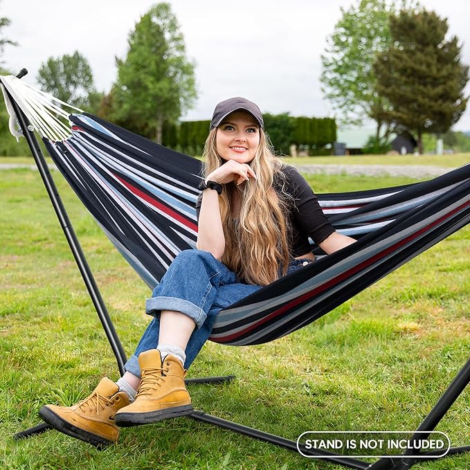 SUNCREAT Hammocks Outdoor Camping Double Hammock Extra Large 2 Person Hammock for Camping Navy &amp Red