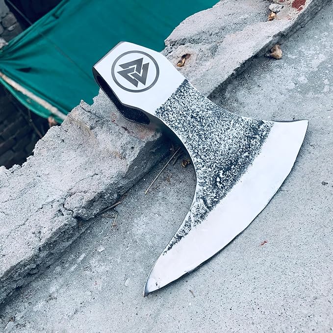 OLDZ CRAFTZ-Viking Bearded Axe - Valknut Viking Axe Head Custom Forged high Carbon Steel hatchets Multi Purpose Adult Size Axe Head viking axe head handmade axe head real