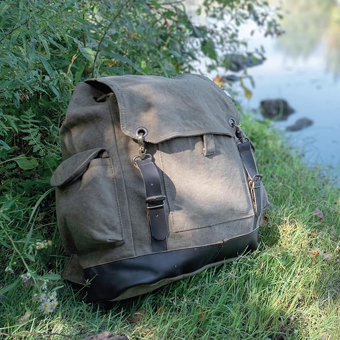 Rothco Vintage Expedition Rucksack - Classic Canvas Backpack for Everyday Adventures
