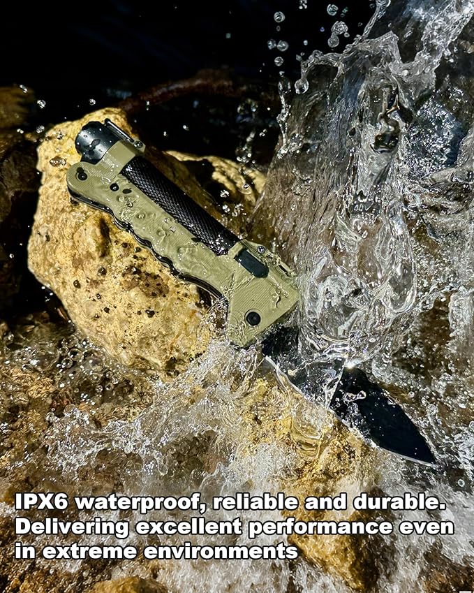 VIPERADE VAK6 Survival Multitool with Folding Knife LED Flashlight Pulse Ignition and Hand Crank Generator Camping Multitool Knife Rechargeable Flashlight with Belt Sheath
