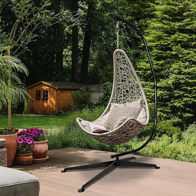 ZENY Hanging Chair Stand Hanging Hammock Stands Heavy Duty Steel C Stand Frame for Hanging Hammock Swing Chair Indoor Outdoor Stand Only