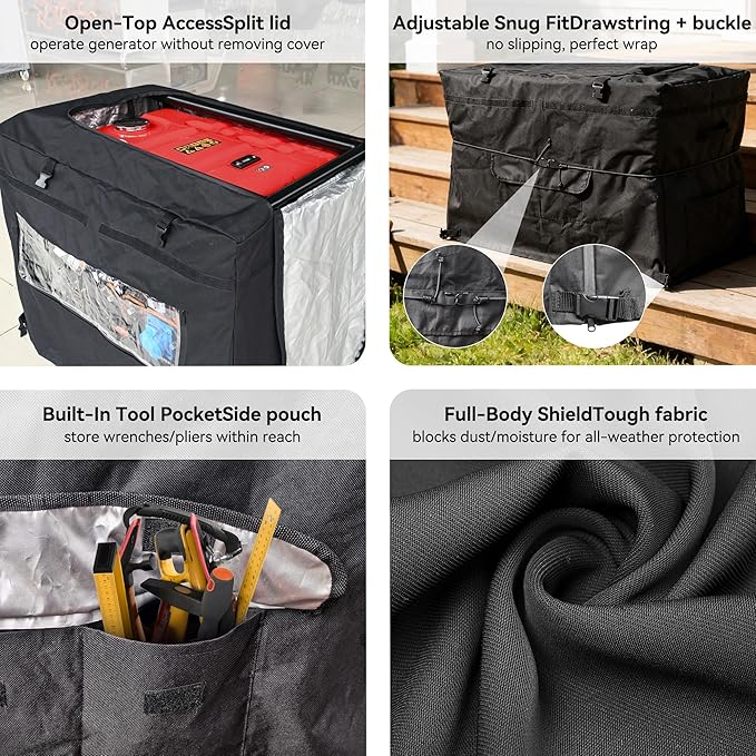 32L x 24W x 24H Generator Tent Cover While Running Heavy Duty Outdoor Generator Covers Shed for Most Generators Up to 15000 Watt OutsideAll-Weather ProtectionBlack