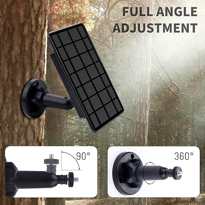 3W Trail Camera Solar Panel with Build-in 5000mAh Rechargeable Lithium Battery Solar Battery Charger Kit for Hunting Game Cameras or Deer Feeder Accessory 12V/1A 6V/2A IP65 Waterproof Solar Panel