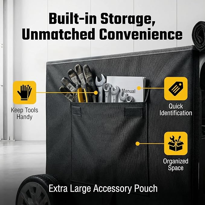 [New Upgraded] 900D Heavy Duty Waterproof Generator Cover Generator Cover for Outside 32L x 24W x 24H Cover Universal 5000W-10000W Outdoor Generator Storage Box All Season Protection Black