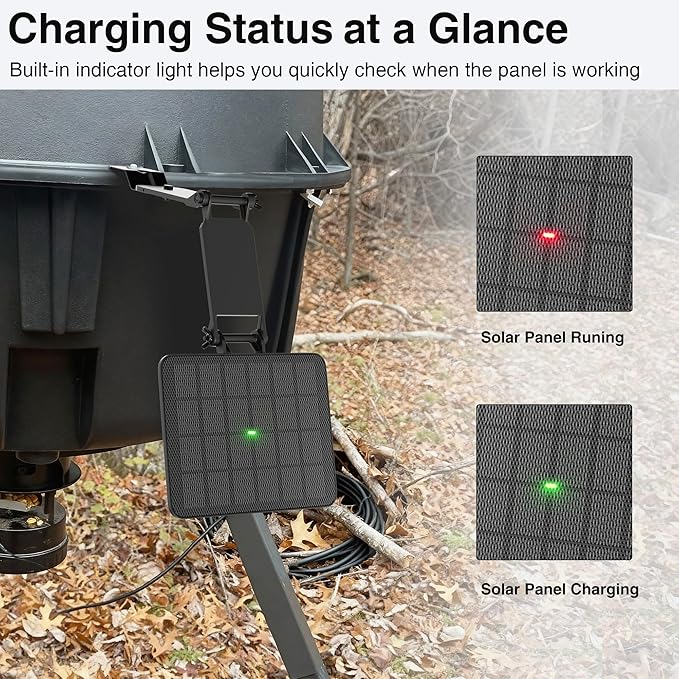 SUNAPEX 12V Deer Feeder Solar Panel 2.4W ETFE Monocrystalline Solar Trickle Charger - Waterproof Solar Battery Maintainer with Adjustable Mounting Bracket for Hunting Game Feeders Timers and Cameras