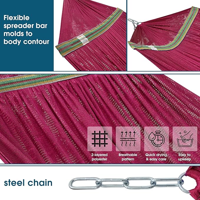 Tranquillo Adjustable Hammock Stand Collapsible Camping Hammock with Stand 600 lbs Capacity Hammock Stand for 2 Persons Foldable Sturdy Noiseless Stand for Active Life Carry Bag Included Red