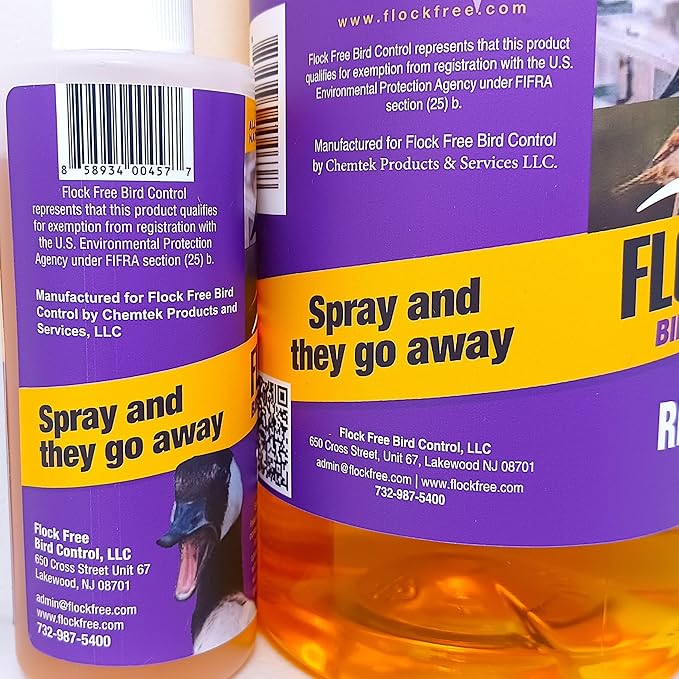 Bird Repellent Spray Bundle Ready to Use Bird Spray 32oz + Concentrate 4oz Refill