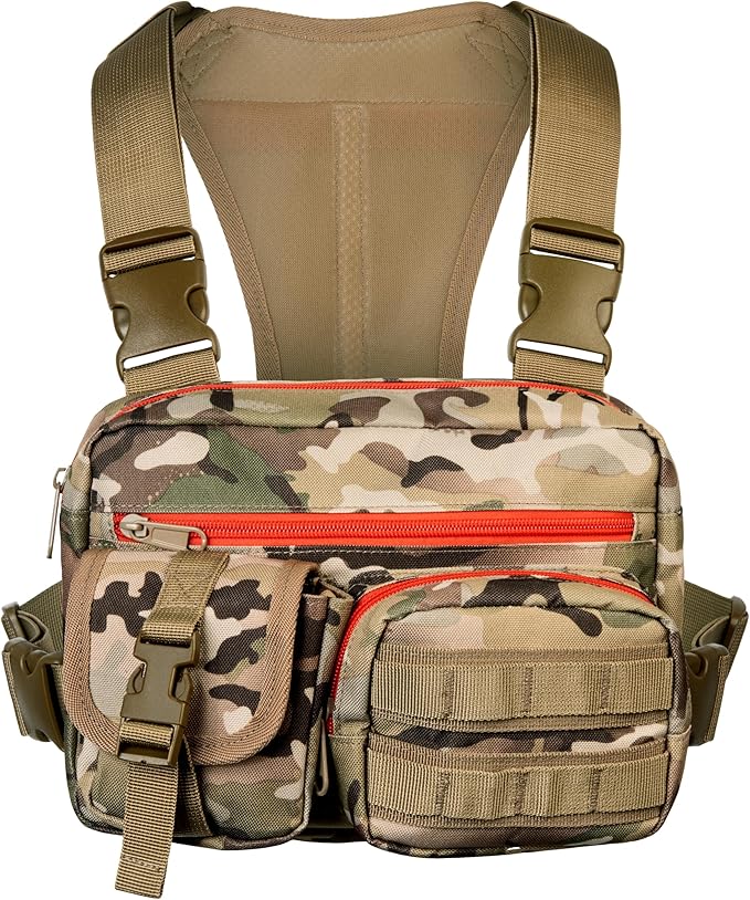 Outdoor Tactical Chest Bag for Men &amp Women – Modular EDC Chest Rig with MOLLE System Quick Release Harness Pack for Hunting Hiking Fishing Running – Lightweight Utility Vest