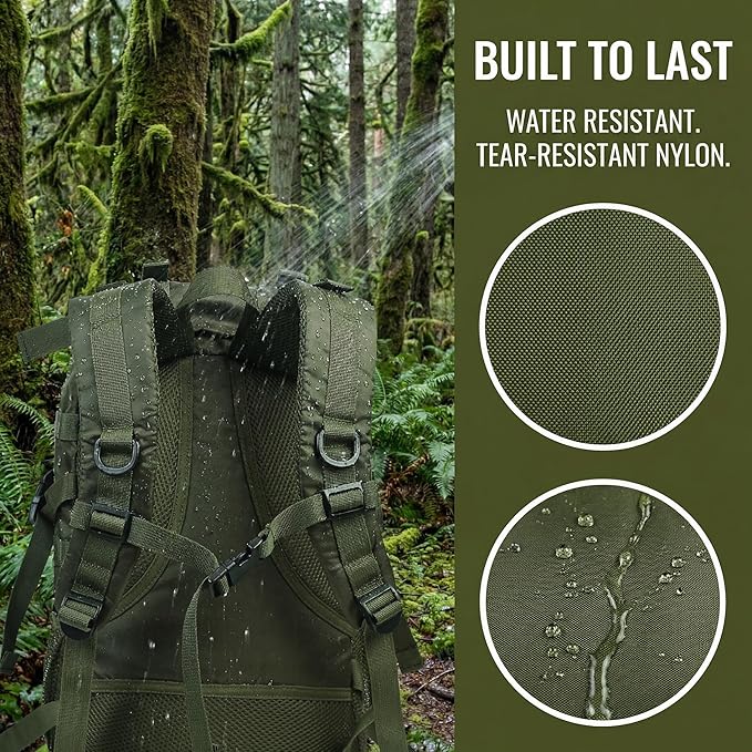 Tactical Backpack Flight Parachute Pack Large Lightweight Travel Backpack with Molle for Outdoor (Green)