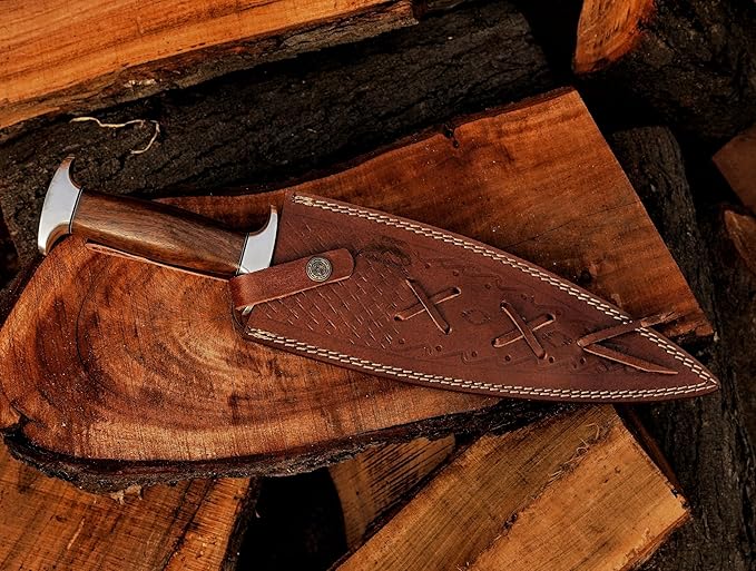 Handmade Dagger Knife with Leather Sheath- Double Edge Knife for Camping Work- Best Handmade Gift