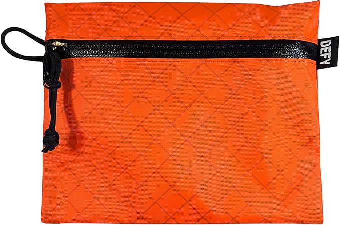 DEFY Project ECOPAK™ Travel Pouch | Lightweight Nylon Organizer Pouch For Accessories | Premium Tech Wallet | Water Resistant Travel Organizer (Large Orange)