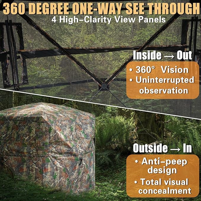 360° Hunting Blind &amp Portable Shower Combo–Ultimate Wilderness Survival Kit for Camping Hunting Expeditions|All-in-One OutdoorGear Bundle (360Hunting Blind for Turkey Hunting+6000mAh Portable Sho
