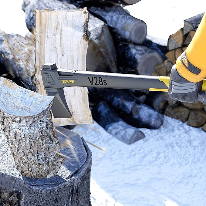 LEXIVON V28s Splitting Axe 28-Inch Lightweight Fiber-Glass Composite Handle &amp Ergonomic TPR Grip | Protective Carrying Sheath Included (LX-V28s)