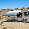 Suncode RV Awning for RVCamper&ampTravel Trailers–Manual RV Awning Complete KitManual Camper AwningRV Roll Out Awning– 16x8Ft – White Frame &ampBlue Fade