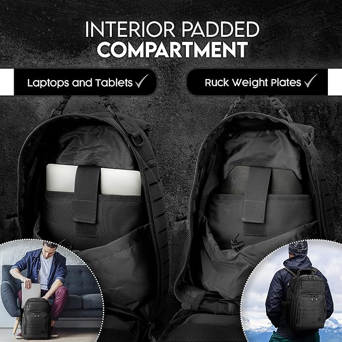 TLO Outdoors TacPack24L Tactical Backpack - Water Resistant 24 Liter Capacity Daypack Rucksack Gear Bag Laptop Bag