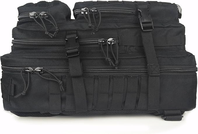 Small Tactical Backpack Waterproof Army Molle Assault Pack Bug Out Survival Bag Backpacking Rucksacks for Outdoor Sport Hunting Hiking Camping Trekking Traveling Black