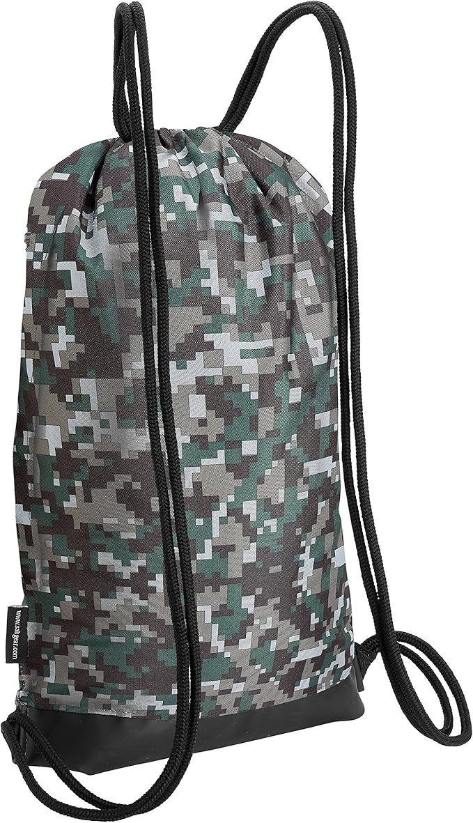 Skog Å Kust GymSak | Patented 2-in-1 Drawstring Cinch Bag with Removable Waterproof Dry Bag | Camo &amp Yellow