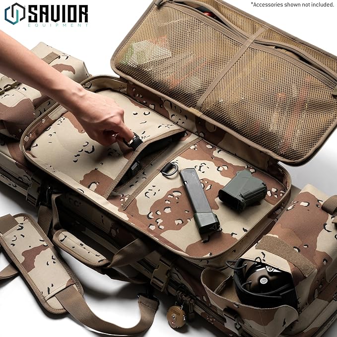 Savior Equipment Urban Warfare Tactical Double Long Gun Bag Case Backpack w/Pistol Handgun