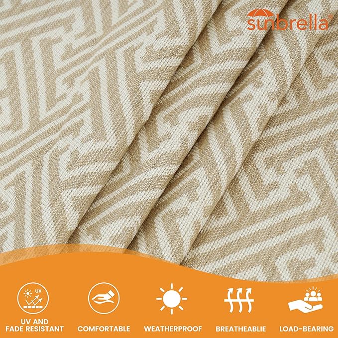 Lazy Daze Hammocks 12 FT Sunbrella Fabric Hammock not Fading with Spreader Bars and Free Pillow Fits for 2 Persons All Weather and Fade Resistant for Patio Yard 450 lbs Capacity Meander Wren