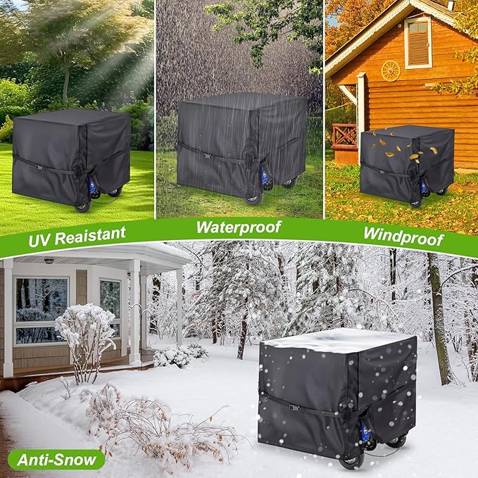DVBB Outdoor Generator Covers Waterproof Heavy Duty 900D Oxford Portable Generator Cover Universal for 5500-15000 Watt Portable Generators (Black38x28x30 in)