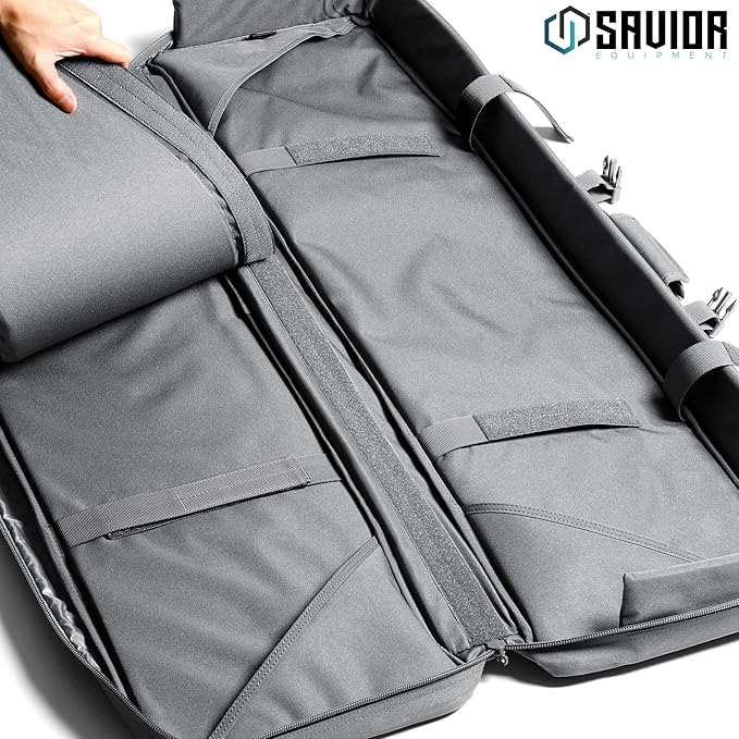 Savior Equipment American Classic Tactical Double Long Gun Bag Pistol Transportation Case w/Backpack Strap Lockable Compartment Available Length in 32 36 42 46 51 55