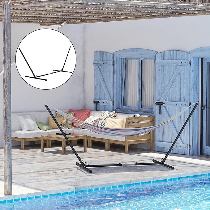 Outsunny Universal Hammock Stand 10-13ft Adjustable Steel Stand Space-Saving and Portable Carrying for Indoor and Outdoor Use Black