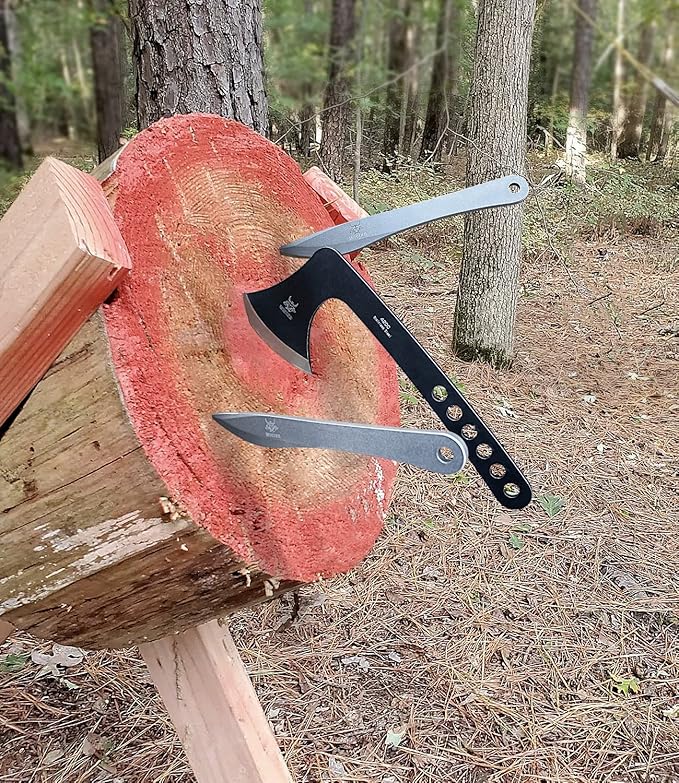 Throwing Axe Set Stainless Steel Throwing Set with Nylon Sheath and Full Tang Throwing Hatchet for Recreation and Competition