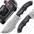 Handmade 10 Damascus Steel Tracker Knife with G10 Handle - Fixed Blade Hunting &amp Survival Knife - Horizontal Scout Carry Sheath - Bushcraft EDC for Camping &amp Outdoors