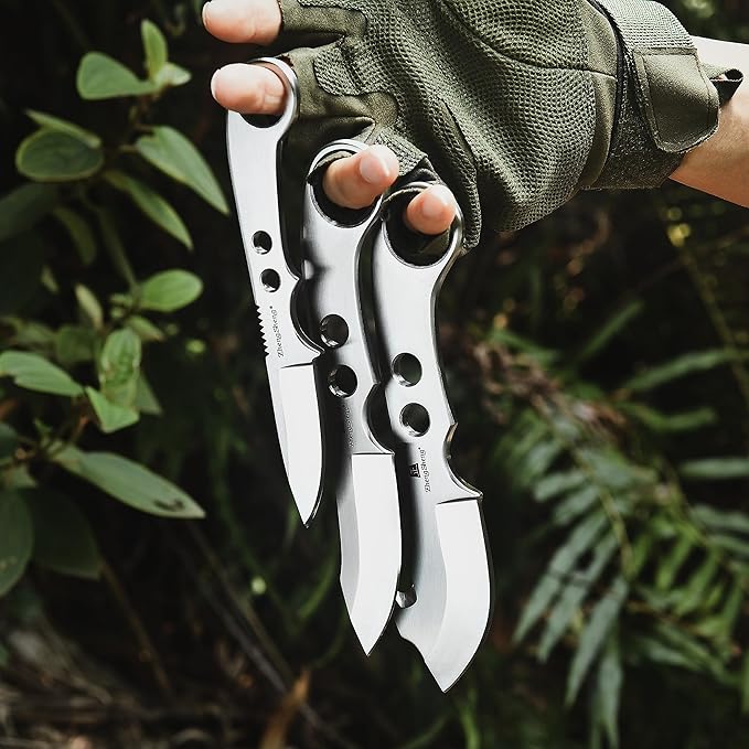 ZhengSheng 3 Piece Hunting Knife set Survival Knives Bowie knife and Gut Hook Knife with Nylon Sheath for Hiking Outdoor Camping Activities