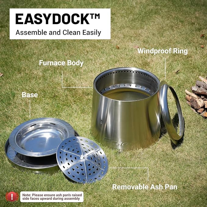 EchoSmile 18 Smokeless Firepit for Outdoor Stainless Steel Wood Burning Fire Pit with Adjustable Airflow Three-Layer Combustion Removable Ash Pan Portable Fire Pit with Carrying Bag for Outside