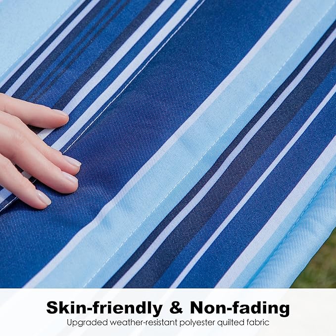 GAFETE Hammock 2 Person Quilted Fabric Hammocks for Outside Double 12ft Hammocks with Spreader Bar Large Removable Pillow Storage Bag Carabiners Max 475 lbs Capacity (Catalina Beach)
