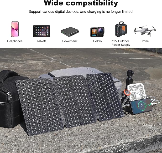 EYONGPV 30W Portable Foldable Solar Panel &amp Solar Charger with Croc-Eye USB-C PD Fast Charging Output IP67 Waterproof Compact Solar Charger for Phones Power Banks Camping Hiking Backpacking